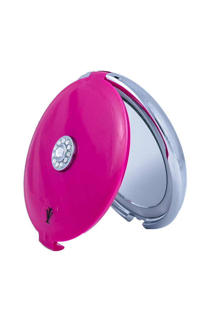 FREE SHIPPING:: Fuchsia LED 10x/1x Compact Mirror :: CHARM Series