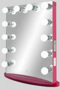 Upright Hollywood Frameless Mirror with Bluetooth® &Touch Screen Dimmer :: FOREVER Series (Crimson Rose)