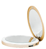 FREE SHIPPING:: Sand Gold LED Lighted Portable Charger Compact Mirror :: CHARM BEYOND Series