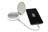 FREE SHIPPING:: Sand Gold LED Lighted Portable Charger Compact Mirror :: CHARM BEYOND Series